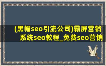 (黑帽seo引流公司)霸屏营销系统seo教程_免费seo营销软件霸屏
