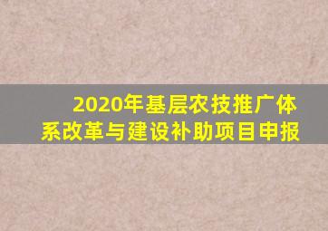 2020年基层农技推广体系改革与建设补助项目申报