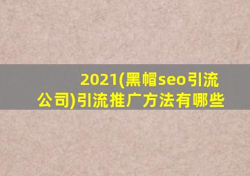 2021(黑帽seo引流公司)引流推广方法有哪些