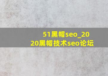 51黑帽seo_2020黑帽技术seo论坛