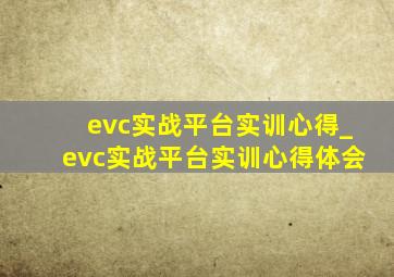 evc实战平台实训心得_evc实战平台实训心得体会