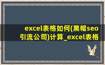 excel表格如何(黑帽seo引流公司)计算_excel表格如何(黑帽seo引流公司)计算年龄