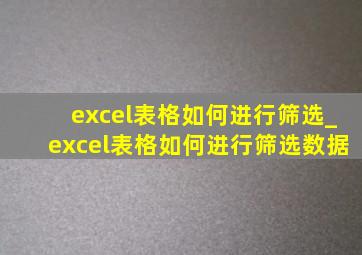 excel表格如何进行筛选_excel表格如何进行筛选数据