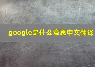 google是什么意思中文翻译