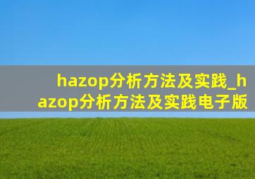 hazop分析方法及实践_hazop分析方法及实践电子版