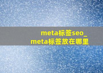 meta标签seo_meta标签放在哪里