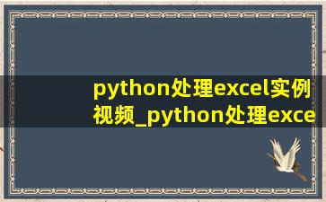 python处理excel实例视频_python处理excel实例导入数据库