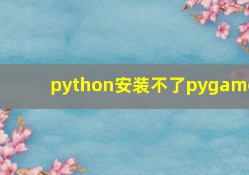 python安装不了pygame