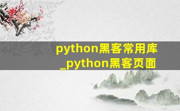 python黑客常用库_python黑客页面