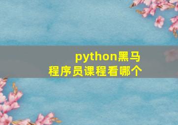 python黑马程序员课程看哪个
