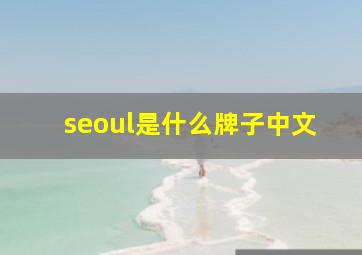 seoul是什么牌子中文