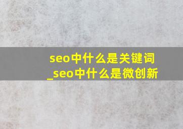 seo中什么是关键词_seo中什么是微创新