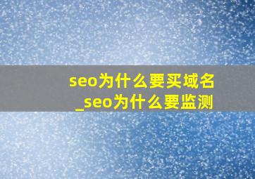 seo为什么要买域名_seo为什么要监测