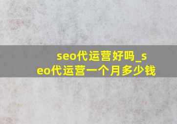 seo代运营好吗_seo代运营一个月多少钱