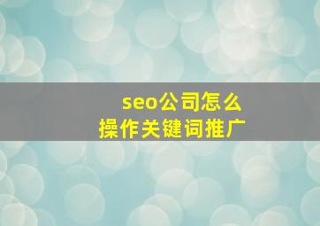 seo公司怎么操作关键词推广
