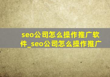 seo公司怎么操作推广软件_seo公司怎么操作推广