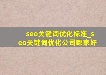 seo关键词优化标准_seo关键词优化公司哪家好