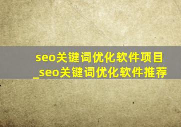 seo关键词优化软件项目_seo关键词优化软件推荐