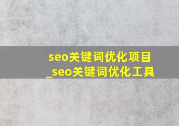 seo关键词优化项目_seo关键词优化工具