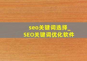 seo关键词选择_SEO关键词优化软件