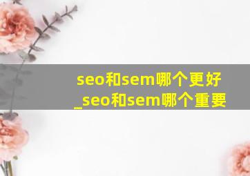 seo和sem哪个更好_seo和sem哪个重要