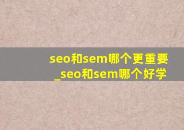 seo和sem哪个更重要_seo和sem哪个好学
