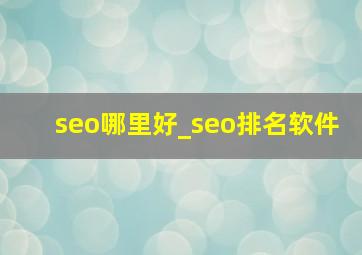 seo哪里好_seo排名软件