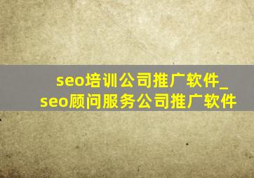 seo培训公司推广软件_seo顾问服务公司推广软件
