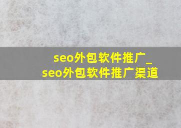 seo外包软件推广_seo外包软件推广渠道