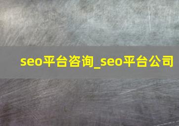 seo平台咨询_seo平台公司