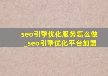 seo引擎优化服务怎么做_seo引擎优化平台加盟