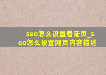 seo怎么设置着陆页_seo怎么设置网页内容描述