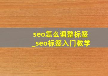 seo怎么调整标签_seo标签入门教学