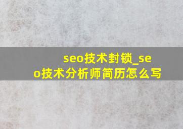 seo技术封锁_seo技术分析师简历怎么写