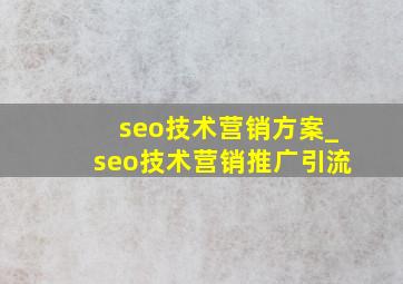 seo技术营销方案_seo技术营销推广引流