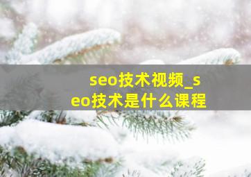 seo技术视频_seo技术是什么课程