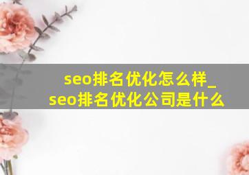 seo排名优化怎么样_seo排名优化公司是什么