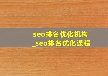 seo排名优化机构_seo排名优化课程