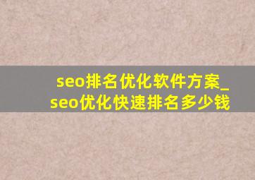 seo排名优化软件方案_seo优化快速排名多少钱