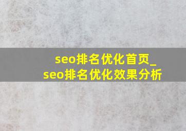 seo排名优化首页_seo排名优化效果分析