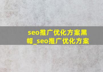seo推广优化方案黑帽_seo推广优化方案