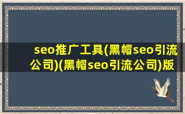 seo推广工具(黑帽seo引流公司)(黑帽seo引流公司)版_seo小程序营销快速推广