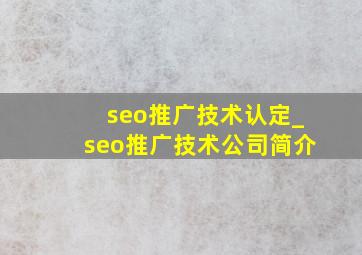 seo推广技术认定_seo推广技术公司简介