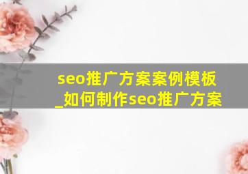seo推广方案案例模板_如何制作seo推广方案