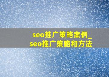 seo推广策略案例_seo推广策略和方法