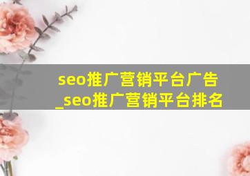 seo推广营销平台广告_seo推广营销平台排名