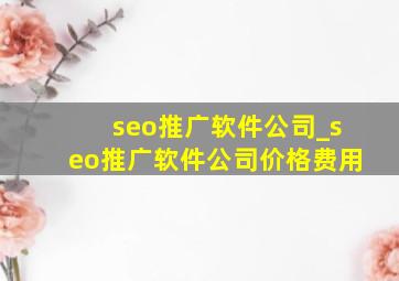 seo推广软件公司_seo推广软件公司价格费用