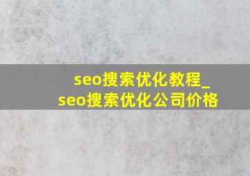 seo搜索优化教程_seo搜索优化公司价格