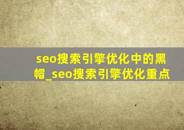 seo搜索引擎优化中的黑帽_seo搜索引擎优化重点