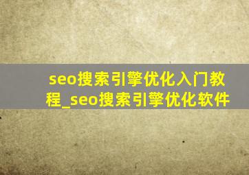 seo搜索引擎优化入门教程_seo搜索引擎优化软件